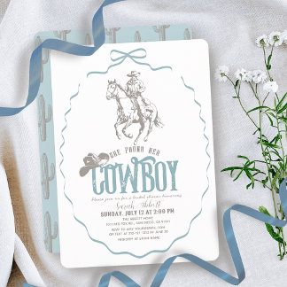 Sie fand ihren Cowboy Dusty Blue Brautparty Einladung