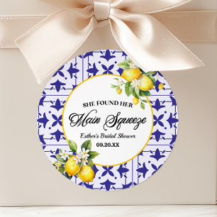 Sie fand ihren Hauptbräutigam Lemon Brautparty Runder Aufkleber