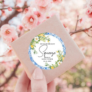 Sie fand ihren Hauptbräutigam Lemon Brautparty Runder Aufkleber