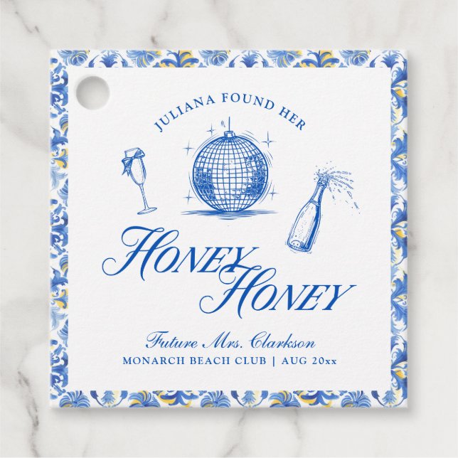 Sie fand ihren Honey Honey Blue Greece Bachelorett Geschenkanhänger (Vorderseite)