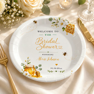 Sie fand ihren Honig Elegant Floral Gold Custom Pappteller