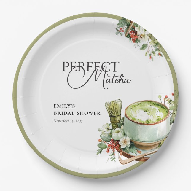 Sie fand ihren perfekten Matcha-Junggesellinnenabs Pappteller (Vorderseite)