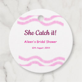 Sie fängt es rosa Spiralfarbenlinien bridal Geschenkanhänger