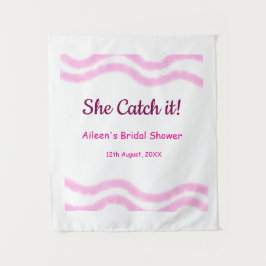 Sie fängt es rosa Spiralfarbenlinien bridal Wandteppich