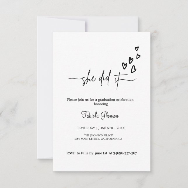 Sie feierte es mit einer einfachen Danksagung Einladung (Vorderseite)