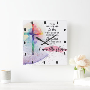 Sie flüsterte zurück. Ich bin der Sturm. Quadratische Wanduhr