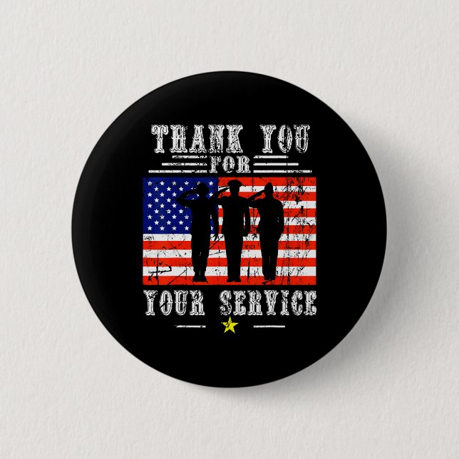 Sie für Ihre Dienste Patriotic - Veterans Day for Button (Vorderseite)