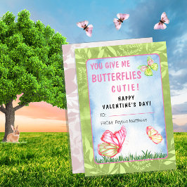 Sie geben mir Schmetterlinge Valentinstag-Klassenz Mitteilungskarte