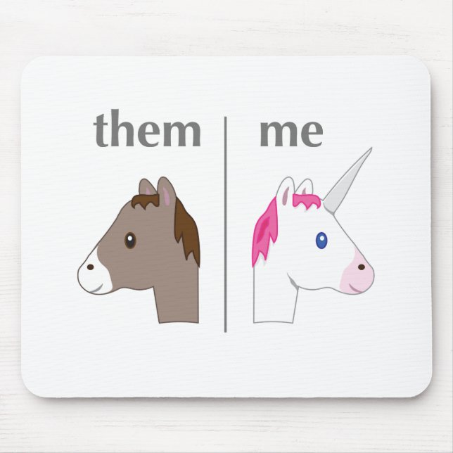 Sie gegen mich Esel gegen das Einhorn lustig Mousepad (Vorne)