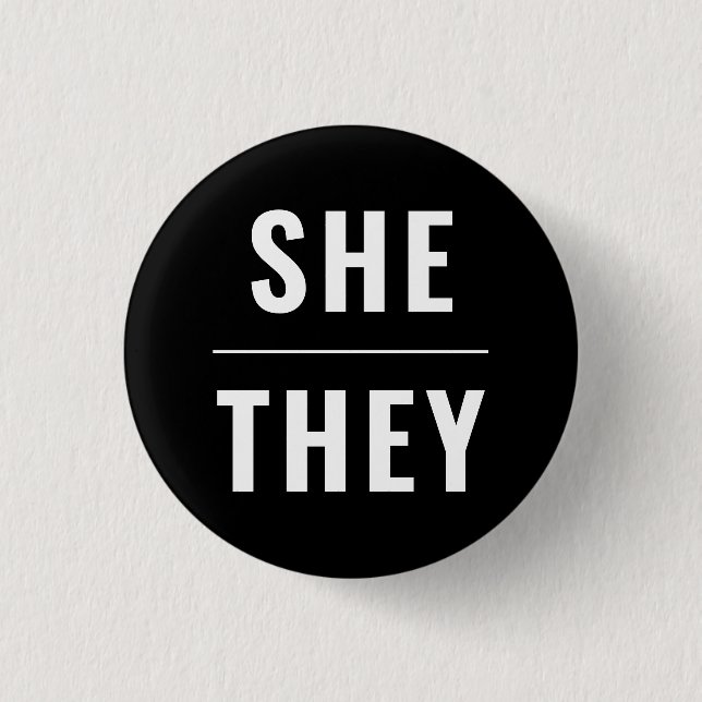 Sie Geschlecht Pronouns weißen schwarzen lgbtq Sto Button (Vorderseite)
