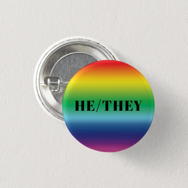Sie geschlechten Pronouns Rainbow Gay Pride modern Button (Vorne & Hinten)
