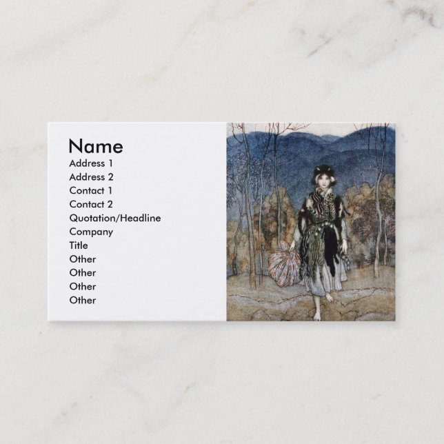 Sie ging entlang und ging entlang und ging entlang visitenkarte (Vorderseite)