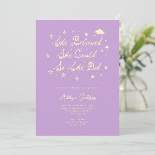 Sie glaubte an Typografie Wisteria-Abschlussfeier Einladung