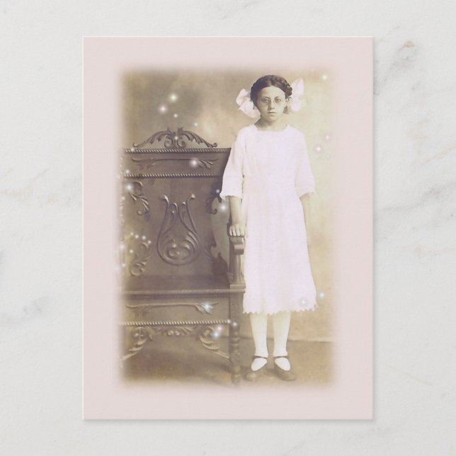 Sie glaubte an Vintage Kunst im Foto Postkarte (Vorderseite)
