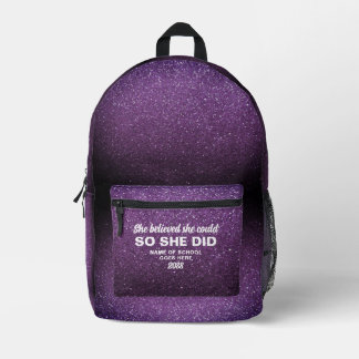 Sie glaubte, dass sie Aubergine Glitter Funkeln ko Bedruckter Rucksack