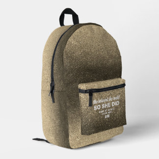 Sie glaubte, dass sie falschen Goldglitter funkeln Bedruckter Rucksack