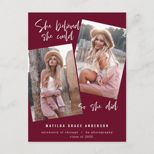 Sie glaubte, sie könne es schaffen, sodass sie Abs Postkarte (Vorderseite)