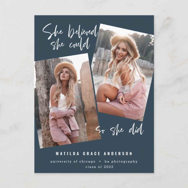 Sie glaubte, sie könne es schaffen, sodass sie Abs Postkarte (Vorderseite)