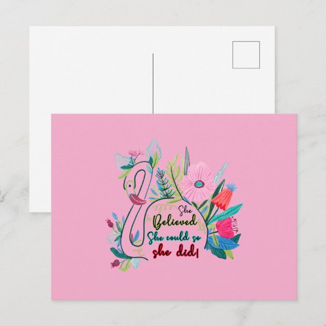 Sie glaubte, sie könnte also mit Blume schwänzen Postkarte (Vorne/Hinten)