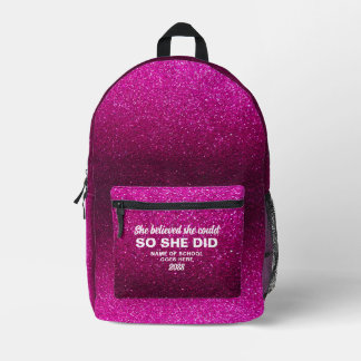 Sie glaubte, sie könnte Hot Pink Glitter Funkeln Bedruckter Rucksack