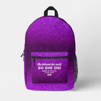 Sie glaubte, sie könnte lila Glitterfunken Bedruckter Rucksack