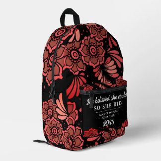 Sie glaubte, sie könnte rote schwarze Blumen flora Bedruckter Rucksack