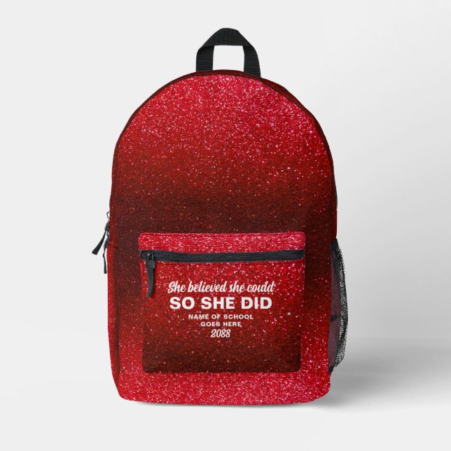Sie glaubte, sie könnte Schwarzer roter Glitterfun Bedruckter Rucksack (Vorderseite)