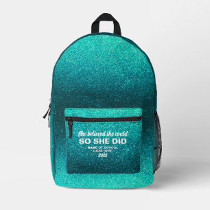 Sie glaubte, sie könnte Türkis Glitter Funken Bedruckter Rucksack