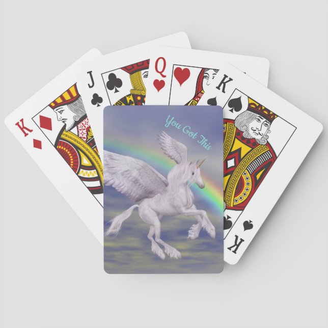 Sie Got dieses fliegende Einhorn Regenbogen Inspir Spielkarten (Rückseite)