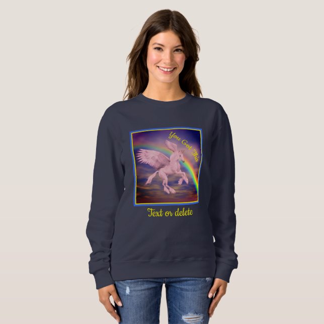 Sie Got dieses fliegende Einhorn Regenbogen Inspir Sweatshirt (Vorne ganz)
