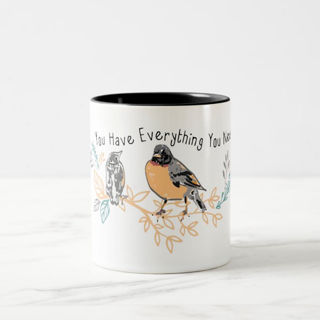 Sie haben alles, was Sie brauchen Mama Baby Robin  Zweifarbige Tasse (Mittel)