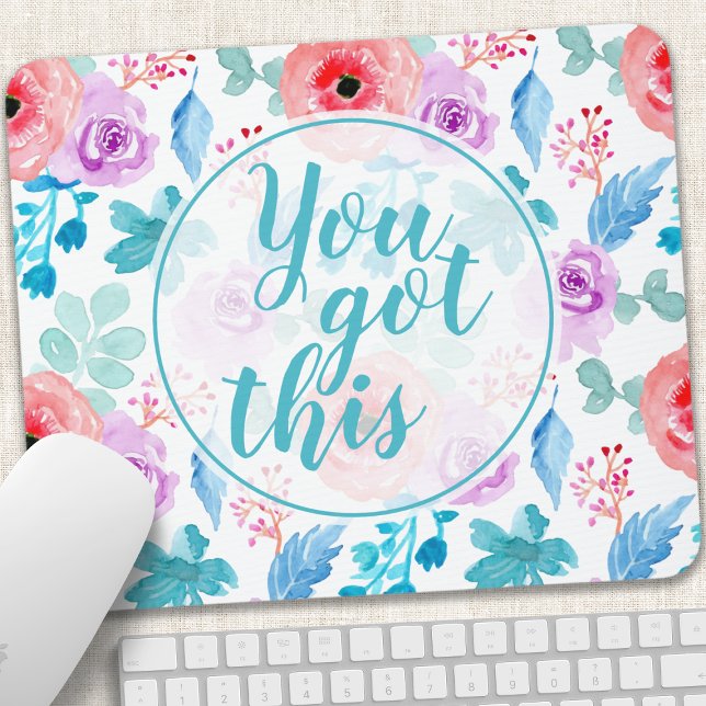 Sie haben dieses Motivierend Zitat der Aquarellblu Mousepad (Von Creator hochgeladen)