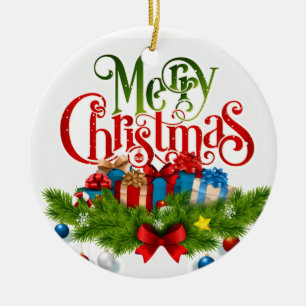 Sie haben ein "MERRY CHRISTMAS"-Ornament Keramik Ornament
