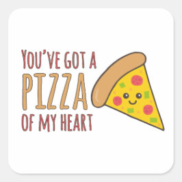 Sie haben eine Pizza von Heart Kawaii Pizza Design Quadratischer Aufkleber