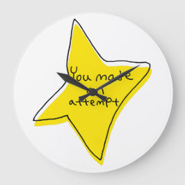 Sie haben einen Versuch unternommen - gelber Star Große Wanduhr