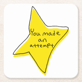 Sie haben einen Versuch unternommen - gelber Star Rechteckiger Pappuntersetzer