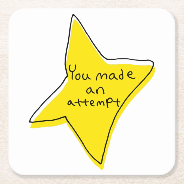 Sie haben einen Versuch unternommen - gelber Star Rechteckiger Pappuntersetzer (Vorderseite)