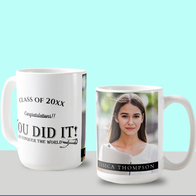SIE HABEN IT Foto Class of 2025 Abschluss Kaffeetasse (YOU DID IT Photo Class of 2024 Graduation Coffee Mug)