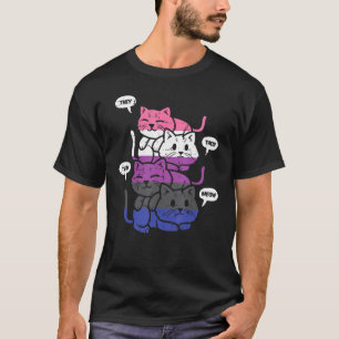 Sie haben sie Meow Cats Pronouns Lgbtq Genderflu T-Shirt