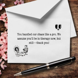 Sie haben unser Chaos wie ein Hochzeitsprofi bewäl Dankeskarte