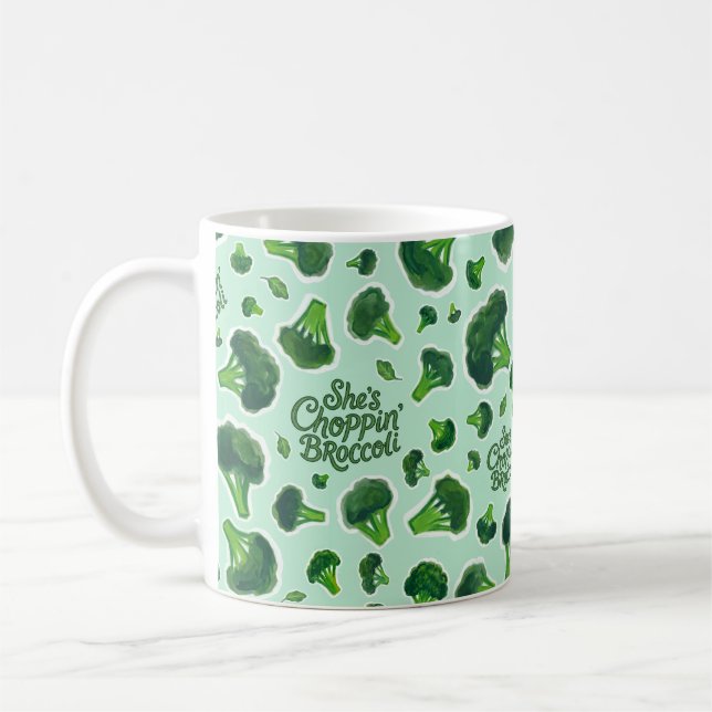 Sie hackt Brokkoli Gen X Humor Noveltät Kaffeetasse (Links)