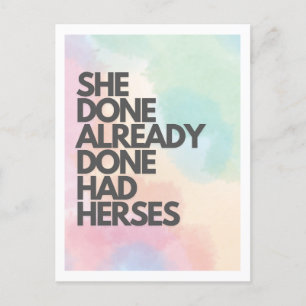 Sie hat bereits die Postkarte "Herses Drag Race" f