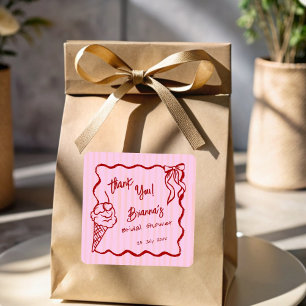 Sie hat das Eis Hochzeitsdusche-Geschenk bekommen Quadratischer Aufkleber