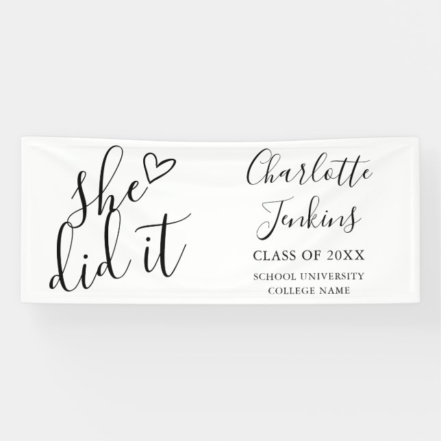 Sie hat Drehbuch-Herz-Abitur-Party Banner (Horizontal)