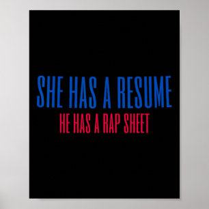 Sie hat ein Resume, er hat einen Rap-Blatt Kamala  Poster