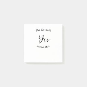 sie hat einfach ja gesagt verlobungsfeier name ein post-it klebezettel