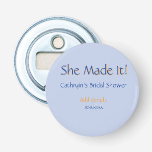 SIE HAT ES BRIDAL SHOWER BLAU ORANGE STYLISCHER TR FLASCHENÖFFNER