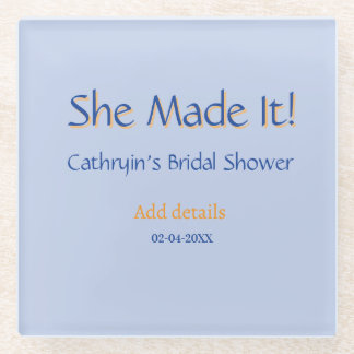 SIE HAT ES BRIDAL SHOWER BLAU ORANGE STYLISCHER TR GLASUNTERSETZER