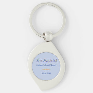 SIE HAT ES BRIDAL SHOWER BLAU ORANGE STYLISCHER TR SCHLÜSSELANHÄNGER