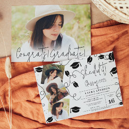 Sie hat es gemacht Moderner Abschluss für Schwarzw Einladung